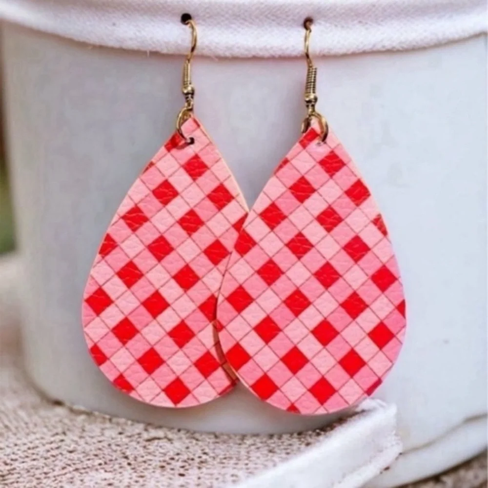 Valentines Faux Leather Earrings